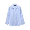 Camisa Top Primavera Europea y Americana Larga Moda Suelta Casual Combinable Diario Rayada