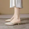 Falda interior de media pierna estilo socialité francés para mujer, Zapatos de tacón alto, Nuevos Mules de Lujo Verano 2026 con Tacones Finos y Punta Cerrada K45