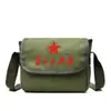 Bolsa de Lona Nostálgica para Servir o Povo, Bolsa de Ombro do Exército Vermelho Masculina, Bolsa Escolar Verde da Libertação Transversal, Bolsa de Estudante, Bolsa Transversal Lei Feng