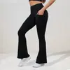 Pantalones de Yoga Acampanados de Terciopelo Delgado Cepillado Otoño e Invierno Europeos y Americanos para Mujer Aspecto Adelgazante Cintura Alta Pantalones de Tiburón Cadera Pantalones Deportivos de Fitness