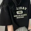 Camiseta Retro de Manga Corta con Hombros Descubiertos Estilo Japonés y Coreano de 180g para Mujer Verano 2025 Nuevo Diseño Letra Marca de Moda Transfronteriza