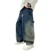 Jeans para Meninos Primavera e Outono 2025 Novo Estilo para Crianças Mais Velhas, Calças Casuais Soltas para Meninos, Moda Outono
