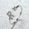 Anillo con Letra de Oro Rosa Nuevo de Amazon Transfronterizo Anillo Abierto con Diamante Blanco Joyería de Mano Anillo Único Personalizado Venta al por Mayor