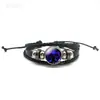 Pulseras Luminosas de Doce Constelaciones para Pareja Pulseras de Imitación de Piel de Vaca Negra para Hombres y Mujeres Pulseras Tejidas Punk Retro Accesorios para Estudiantes