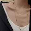 Colar de Aço Titânio Camada Dupla Nariz de Porco para Mulheres, Estilo Ins Luxo Leve, Corrente para Suéter Não Desbota, Dropshipping Transfronteiriço