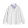 Sudadera de manga larga con diseño de dos piezas falsas estilo camisa de algodón, marca de moda para otoño e invierno para hombre, chaqueta con bloques de color, abrigo de manga larga para hombre