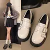Zapatos de Cuero Pequeños de Suela Gruesa Estilo Retro Francés Mary Jane para Mujer Par con Falda de Punta Redonda 2026 Negros Nuevos Mocasines Otoño