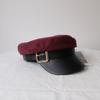 Fivela de couro Preto Cyber Red Beret Feminino Duck Cap Lã Dura Exército Cap Octogonal Inverno British Street Fashionistas