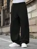 Calça de moletom masculina com tachas laterais e barra dividida, estilo retrô americano, com cordão, perna larga, fluida, casual, longa, para AliExpress transfronteiriço