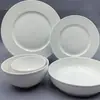 Juego de Vajilla Blanco Puro Sencillo Francés en Relieve: Tazones y Platos, Tazones de Desayuno, Tazas de Café, Platos para Bistec, Platos para Pasta, Platos para Hotel y Restaurante