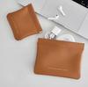 Bolsa de Shrapnel Marrón de Alta Calidad Bolsa Cosmética Impermeable Bolsa Clasificadora de Cables de Datos Lápiz Labial Cambio Bolsillo con Solapa de Cierre Automático PU Pantalones