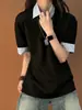 Directamente del fabricante: Camiseta de Verano para Hombre Estilo Americano Falso Dos Piezas Cuadros Patchwork Polo Manga Corta con un Toque Fresco y de Alta Gama