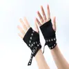 Nuevos Guantes Y2K Millennial Hot Girl con Remaches, Estilo Caballero, Funcionales Punk Oscuro Danza Performance Medio Dedo Corto