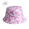 Chapéu de Pescador Estilo Coreano Moderno e Único com Estampa de Vaca para Mulheres, Chapéu de Sol para Primavera e Verão, Chapéu Bucket de Viagem para Homens, Reversível