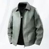 Jaqueta Masculina Nova de Couro, Corte Slim, Estilo Fino para Outono e Inverno, Casual, Forrada com Fleece, Espessa, Gola Lapela, Casaco Masculino para Meia-Idade, Modelo Novo