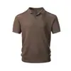 Camisa Polo de Punto Jacquard Texturizado de Manga Corta para Hombre, Estilo Veraniego Old Money, Camiseta Sencilla de Color Sólido con Cuello de Solapa, Moda Urbana Ins