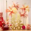 Set de Decoración de Habitación de Boda para la Sala de Estar de los Recién Casados, con Decoraciones de Pasillo de Fuegos Artificiales de Caña y Accesorios Dorados de "Doble Felicidad" para Boda