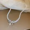 Colar Flor de Diamante Pérola Francês, Fashion, Leve e Luxuoso, Corrente para Clavícula, Acessórios de Joias de Alto Padrão Versáteis de Nicho