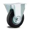 Roda de Caster Industrial de Borracha, Freio Duplo, Fixa, Haste Rosqueada, Roda de Caster de 3/3,5/4/5/6/ 8 polegadas 5 polegadas