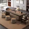 Nuevo Estilo Chino Mesa de Centro de Madera Maciza Sala de Estar Oficina Recepción Reunión Mesa de Té de Gama Alta Mesa y Sillas Integradas para Preparar y Beber Té