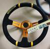 Volante de fibra de carbono 14 pulgadas felpa esmerilada volante de piel giratoria modificado pvc cuero calvo cóncavo grande Volante universal