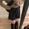 Pantalones Cortos de Punto Holgados de Pierna Ancha de Cintura Alta para Mujer para Otoño e Invierno con Cintura Elástica Silueta en A Pantalones Casuales de Cinco Puntos con Pantalones de Bota