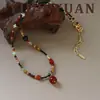 Nueva Moda Retro Versátil Estilo Étnico Collar de Cuentas de Ágata Roja Lujo Ligero Nicho Joyería Elegante de Gama Alta para Mujeres