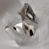 J1115 estilo coreano simples nicho s925 prata esterlina anel irregular mulheres ins abrir papel de lata textura finger ring