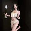 Chao Mu Hogar Diversión Encaje qqny corte dividido lencería sexy deseo puro suspensor pijamas seductores