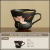 Diseño de loto pintado a mano con detalles dorados en tazas de té, tazas de café y tazas de té/café de cerámica negra; exquisitas tazas de cerámica para disfrutar del té; tazas maestro; juegos de té