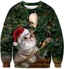 Europeu e Americano Comércio exterior Halloween animal gato gato gato 3D digital impressão a cores dos homens camisola de manga comprida pulôver