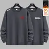 Sudadera de otoño e invierno para hombre, corte holgado, forro polar, sin capucha, cuello redondo, camiseta de manga larga, talla grande, moderna, versátil, cómoda