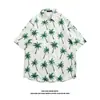 Camisa de Manga Corta de Nicho Ins de Moda para Hombre Verano Casual Playa Estampada Street Holgada Top de Media Manga