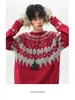 Fabricante Original Roupa de Trabalho Retrô Americano Suéter Islandês Masculino Gola Redonda Jacquard Fair Isle Estilo Preguiçoso Malharia