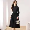 Vestido reductor para mujeres petite, nuevo estilo de otoño, color liso, moderno y elegante, vestido largo que ciñe la cintura
