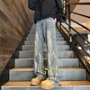Jeans Tie-Dye Retro Americano para Hombre, Estilo Veraniego High Street, Pantalones Casuales Holgados Rectos de Pierna Ancha, Geniales y Atractivos