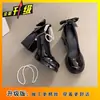 Zapatos de Moda Estilo Hada de Una Sola Correa, Zapatos Planos de Perlas para Mujer, Nuevos Zapatos Mary Jane con Tacón Grueso Primavera/Verano 2026 para Combinar con Vestidos, Tacones Altos