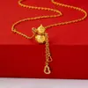 Nuevo Colgante de Calabaza de la Suerte Esmaltada Estilo Chino, Pendientes de la Fortuna, Collar, Calabaza Deslumbrante con Escamas de Dragón Láser, Juego Chapado en Oro