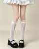 Meias brancas de renda oca em formato de coração, estilo Lolita, com acabamento em renda festonada, atacado