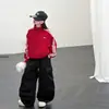 Atuendo del Día Nacional para Niñas: Conjunto de Chaqueta de Béisbol Roja y Pantalones de Trabajo, Moda Infantil 2026 Chaqueta Holgada