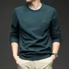 Sudadera cuello redondo hombre primavera otoño agradable a la piel cálida mediana edad casual de negocios pullover camiseta de manga larga capa base versátil