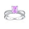 Tong Lin Nuevo Anillo de Plata de Ley 925 Diamante de Alto Carbono de 4 Quilates para Mujer Nicho de Alta Gama Lujo Ligero Corte Flor de Hielo Llama Tesoro de Color