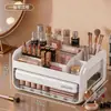 Caixa de Armazenamento de Cosméticos de Grande Capacidade para Desktop à Prova de Poeira Caixa de Armazenamento de Batom e Skincare Prateleira de Armazenamento Tipo Gaveta para Bancada de Maquiagem