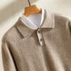 Suéter de Cachemira para Hombre 100 Cachemira Siete Agujas Grosor Aguja Yuanbao Suéter POLO de Dos Botones Suéter de Cachemira Tejido de Alta Calidad