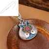 Pingente Nacional da Moda S999 Prata Pura Esmaltada Peixe Duplo da Sorte Pingente Seiko Ruyi Caractere Fu Colar Longo Outono e Inverno Novo