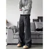 Calça Jeans de Bolso Múltiplos estilo Americano, acabamento escovado, corte Cleanfit para Homens, Nova Calça Cargo Versátil de Corte Reto Solto para Primavera e Outono
