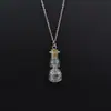 Collar de Diente de León Estilo Bosque Botella Deseosa Cadena para Suéter Botella de Vidrio con Forma de Gota de Agua Estado de Ánimo de Vuelo de Noche de Verano Especimen de Planta