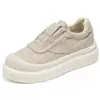 Zapatos Deportivos Casuales para Hombre con Superficie de Tela y Suela Gruesa, Caña Baja, Estilo Juvenil de Hong Kong, Slip-on, para Personas Perezosas, Lona para el Trabajo, Zapatos de Plataforma
