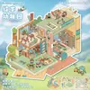 Pequeños Pegatinas de Paisaje Azul Estilo Dibujos Animados Pegatinas de Escena de Casa Miniatura 3D Pegatinas para Diario DIY Alivio del Estrés