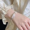 Pulsera de plata para mujer Young Ping An Joy, pulsera de plata maciza, diseño de nicho, pulsera con sentido de apertura, regalo para novia